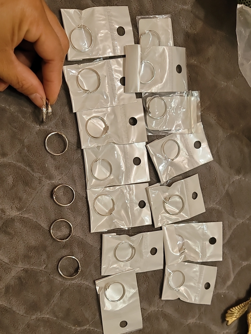 Sterling-Style Silver Hug Rings – Pack of 19pcs